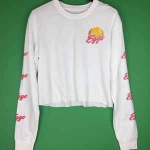 Kellogg's Long Sleeve Eggo Waffle Crop Top Raw Hem